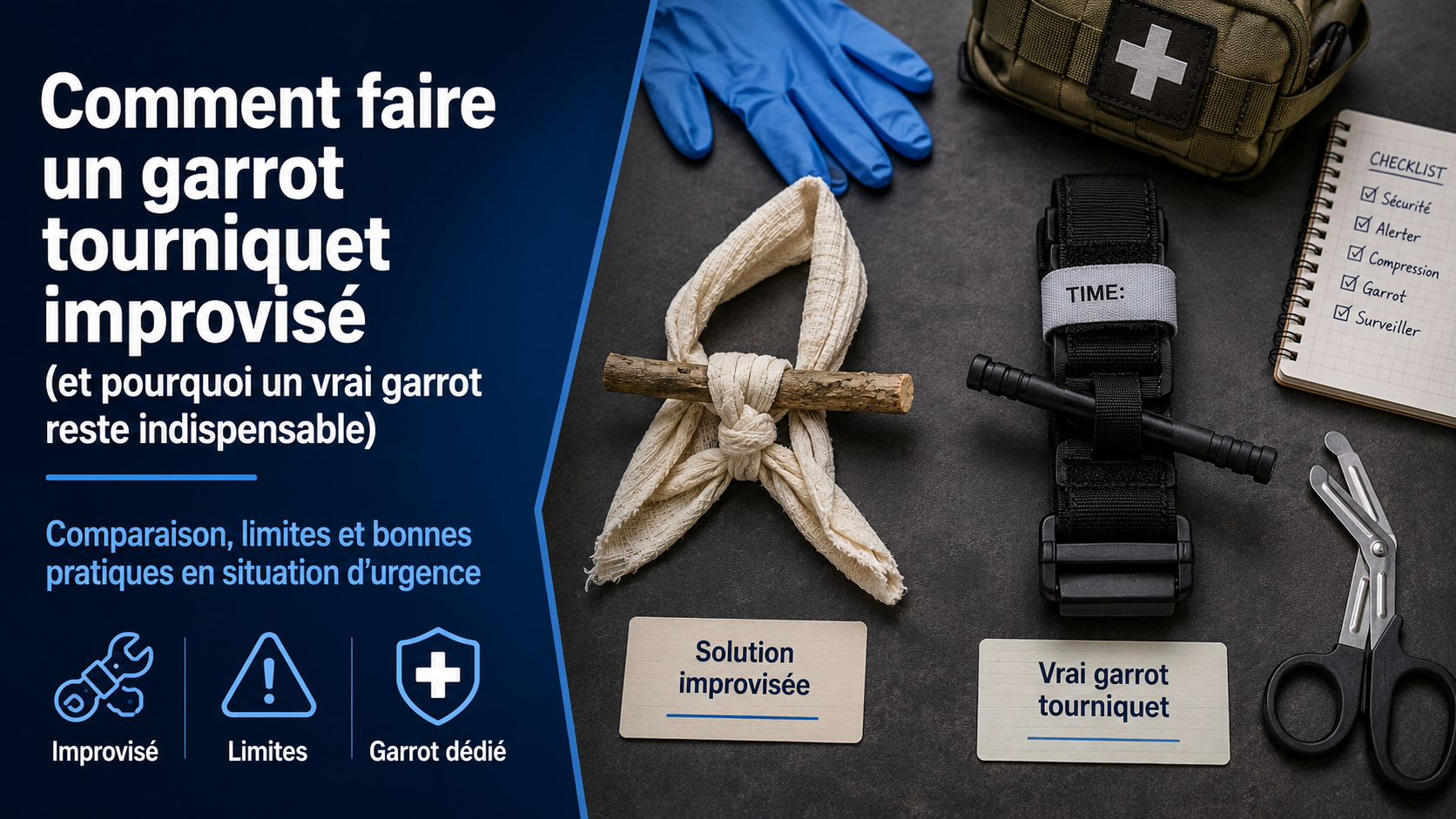 Comment faire un garrot tourniquet improvisé (et pourquoi un vrai garrot reste indispensable)