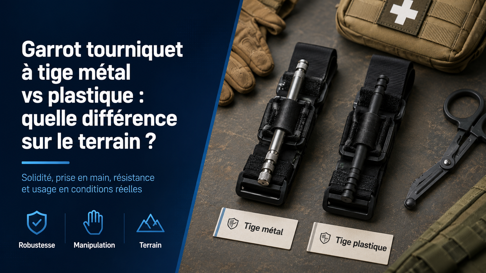 Garrot tourniquet à tige métal vs plastique : quelle différence sur le terrain ?
